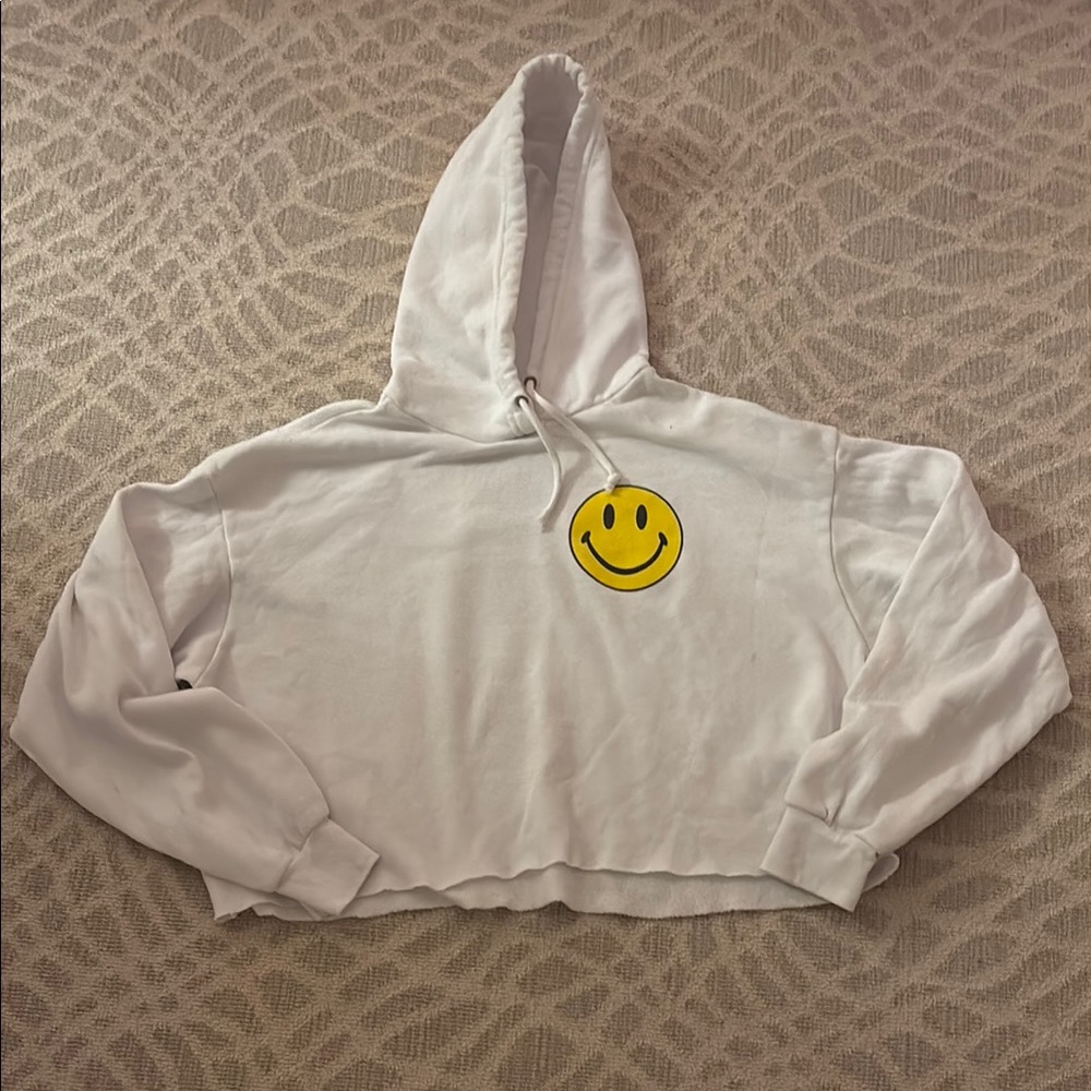 White Hoodie with Yellow Smiley Face